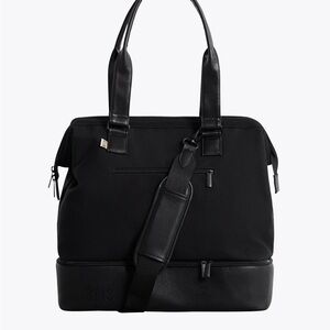 BEIS Mini Weekender Black Travel Bag with Structured Design and Removable Strap